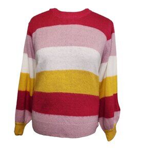 NEW NWT Eloquii Pullover Sweater Multicolor Striped Plus 14/16 Pink Yellow White